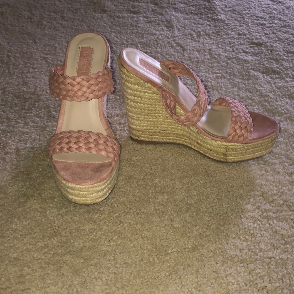 Pink wedge summer sandals